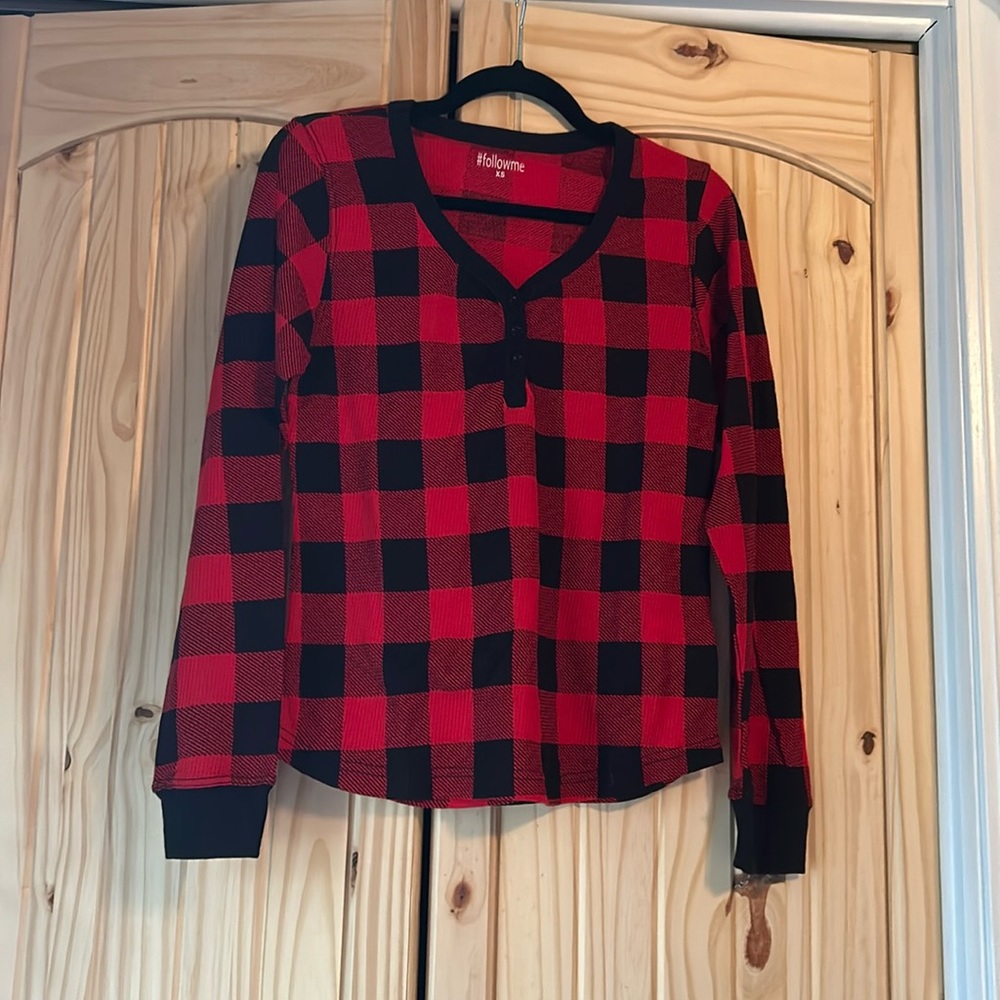 NWOT Red and Black Plaid PJ Shirt Size XS